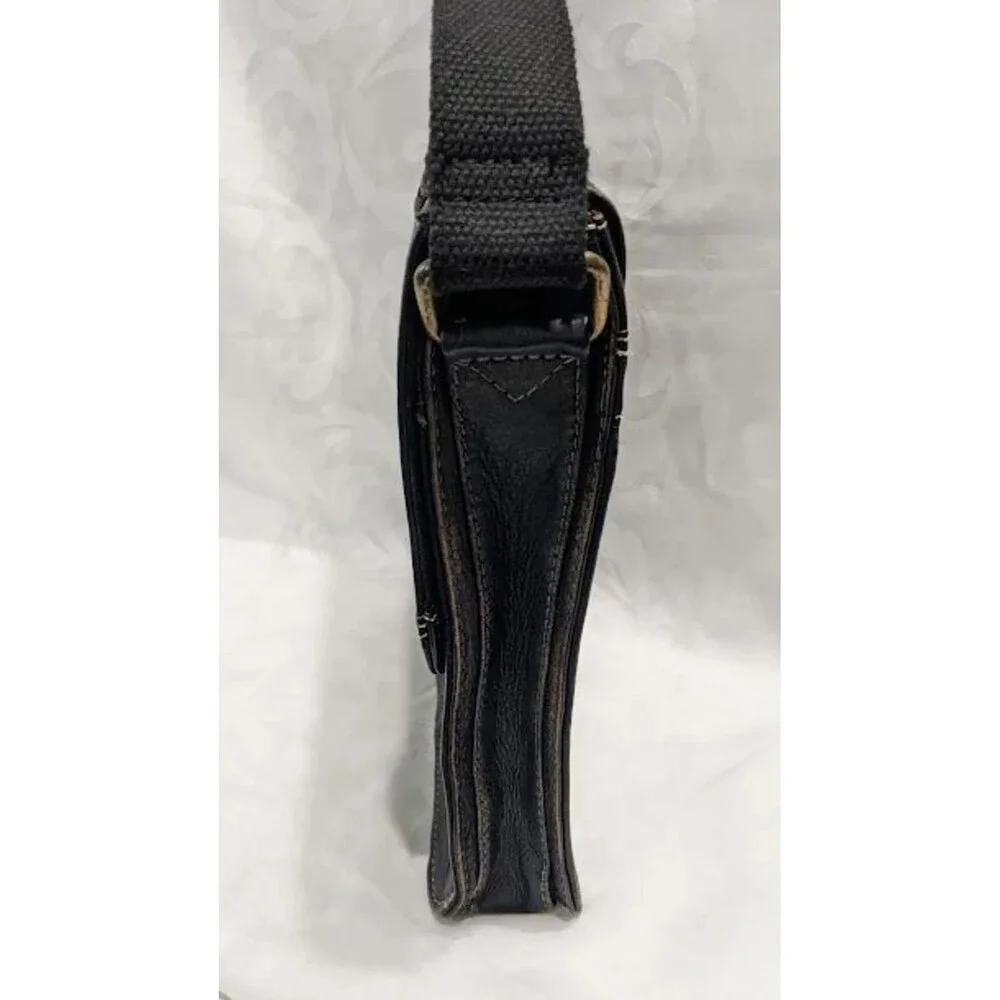 NOS Vintage Black Rivet Large Leather Man Crossbody Cowhide Distressed Brown Bag